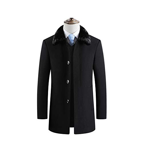 Overdose Abrigo Largo Elegante para Hombre Modelos De Otoño E Invierno Cuello De Piel Manga Larga Talla Grande De Un Solo Pecho Caballero Elegante Vintage Outerwear Coat