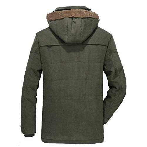 Overdose Abrigo Pelo Abrigo Acolchado Hombre Chaqueta Invierno Hombre Parka Verde Tops Gruesos Más Terciopelo Cálido Invierno Abrigo con Cremallera Slim Fit con Capucha 2019 Nuevo