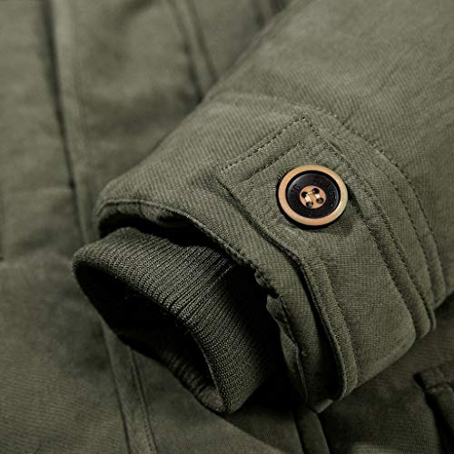 Overdose Abrigo Pelo Abrigo Acolchado Hombre Chaqueta Invierno Hombre Parka Verde Tops Gruesos Más Terciopelo Cálido Invierno Abrigo con Cremallera Slim Fit con Capucha 2019 Nuevo