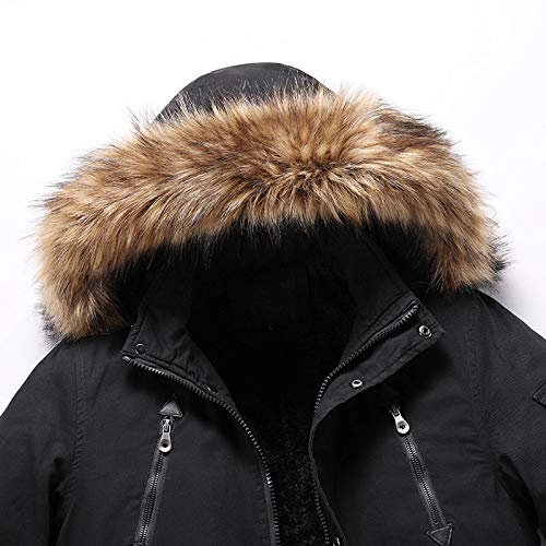 OverDose Abrigos Hombre Invierno Chaqueta Larga con Capucha Gruesa de algodón con Cremallera