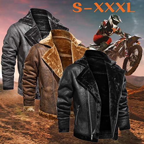 OverDose Abrigos Hombre Invierno Elegante Piel sintética con Capucha Abrigo Largo S-XXXL