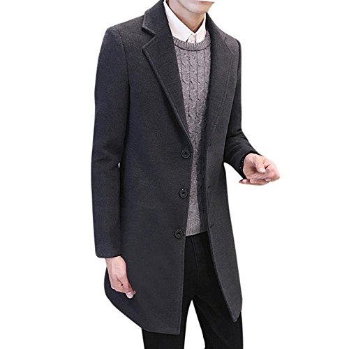 OverDose Abrigos Hombre Invierno Sobretodo Formal de Solo Pecho Mezcla de
