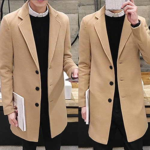 OverDose Abrigos Hombre Invierno Sobretodo Formal de Solo Pecho Mezcla de