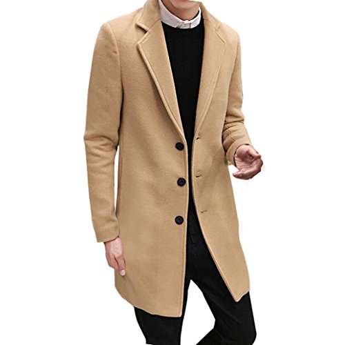 OverDose Abrigos Hombre Invierno Sobretodo Formal de Solo Pecho Mezcla de