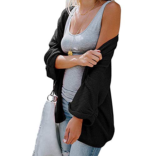 Overdose Blusa De Punto De Manga Larga De Punto Flojo De Moda 2018 De Mujer Abrigo Negro Ocasional Invierno Abrigo