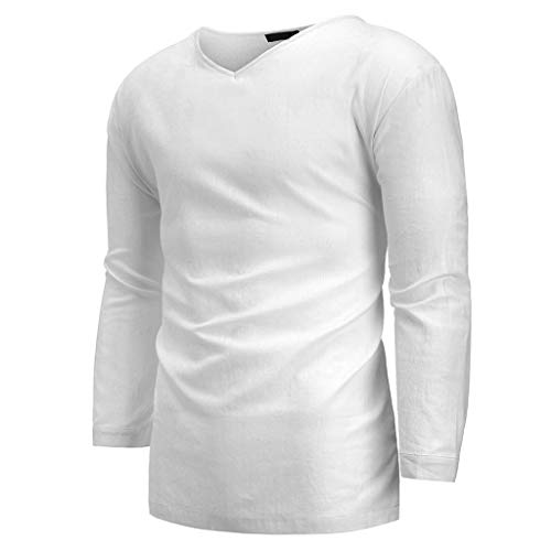 Overdose Camisetas Hombres Blusa De Lino De Color Puro De Verano Nuevo para Hombre Blusa De Moda Cómoda Elegante Tallas Grandes para Bodas Oferta Informal Italianas Ibicenca