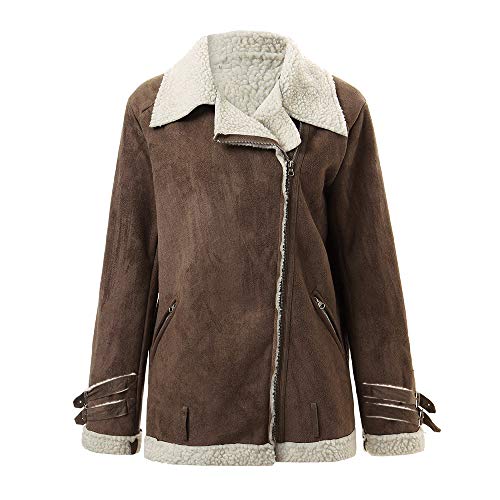 Overdose Chaqueta De Invierno Nueva Faux Suede Warm Jacket Zipper Up Escudo Grueso Superventas Outwear con Bolsillos Ocio Tops Estilo Sexy Blusa Abrigo