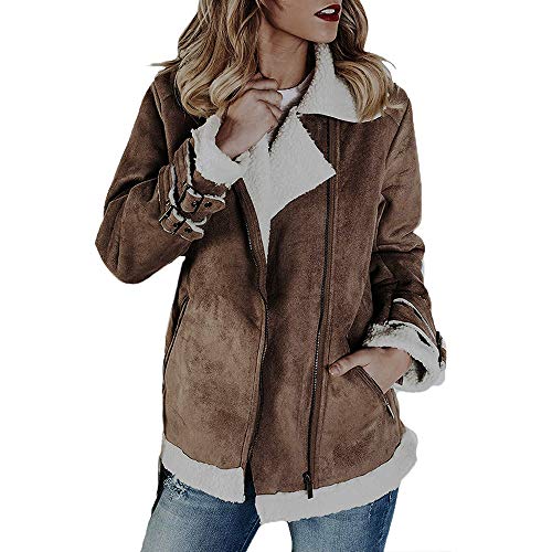 Overdose Chaqueta De Invierno Nueva Faux Suede Warm Jacket Zipper Up Escudo Grueso Superventas Outwear con Bolsillos Ocio Tops Estilo Sexy Blusa Abrigo