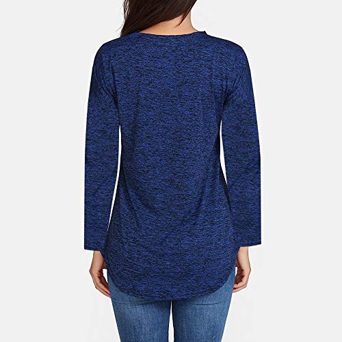 Overdose Moda Mujer Floja Cremallera con Cuello En V Manga Larga De AlgodóN 2018 Tops Blusa De La Camisa Casual TúNica para OtoñO Invierno