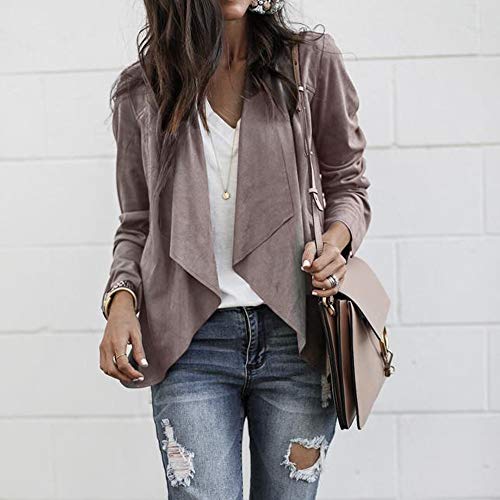 OverDose mujer De Manga Larga De Cuero Abierta Frente Corto Chaqueta De Punto De Chaqueta De Trabajo Chaqueta De Oficina Ocasional Invierno Abrigo