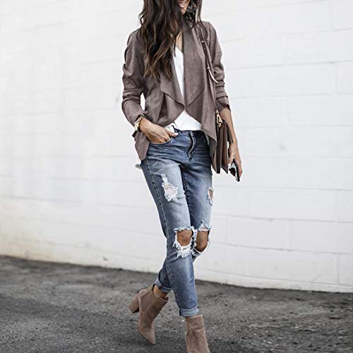 OverDose mujer De Manga Larga De Cuero Abierta Frente Corto Chaqueta De Punto De Chaqueta De Trabajo Chaqueta De Oficina Ocasional Invierno Abrigo