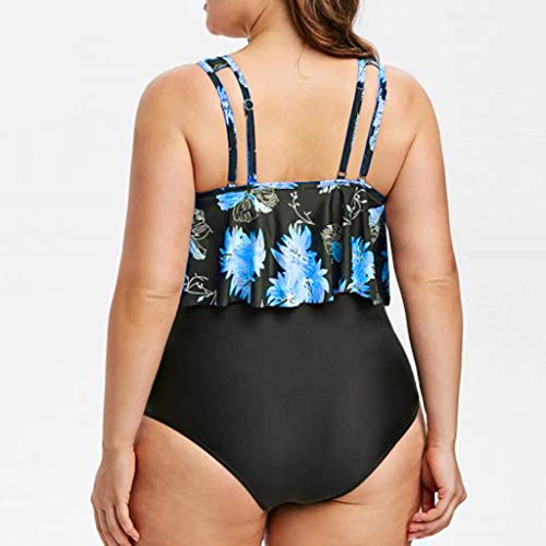 Overdose Mujer Traje De BañO Tallas Grandes 5XL Tankini para SeñOrita Elegante Estampado Reductor Abdomen Ropa De Playa De Flecos Cintura Alta con Relleno BañAdores Gorditas