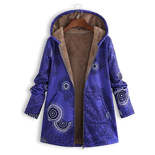 Overdose Nuevo Abrigo De Talla Grande Mujeres con Capucha De Manga Larga Vintage Cremallera SeñOras Abrigos Gruesos De Lana 5XL Desgaste Al Aire Libre Abrigos Mujer (x-Large, a-Azul Marino)