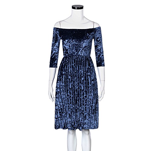 Overdose Vestido Flojo Ocasional De Las Mujeres del Hombro Vestido De Terciopelo CóCtel Vestidos De Invitados De La Boda Vestido De Fiesta De Noche De Las SeñOras