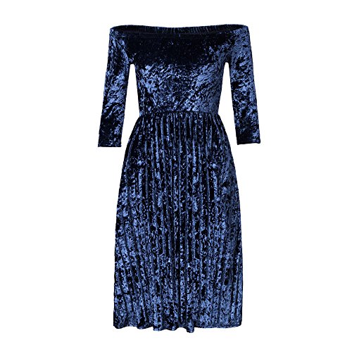 Overdose Vestido Flojo Ocasional De Las Mujeres del Hombro Vestido De Terciopelo CóCtel Vestidos De Invitados De La Boda Vestido De Fiesta De Noche De Las SeñOras