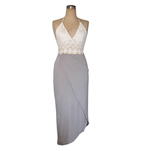 Overdose Womens Bodycon Slim Vendaje De Dos Piezas Crop Tops Y Vestido De Falda Set Beach Holiday Swimming SPA Dress (L, Gray)