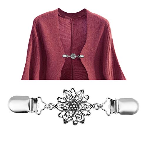 P Prettyia 4/5 Unidades Clip de Suéter Floral con Diamantes de Imitación Hebilla de Kimono Cárdigan Joyas de Ropas para Mujer - Estilo 2-5pcs