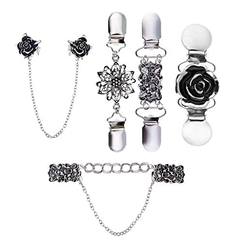 P Prettyia 4/5 Unidades Clip de Suéter Floral con Diamantes de Imitación Hebilla de Kimono Cárdigan Joyas de Ropas para Mujer - Estilo 2-5pcs