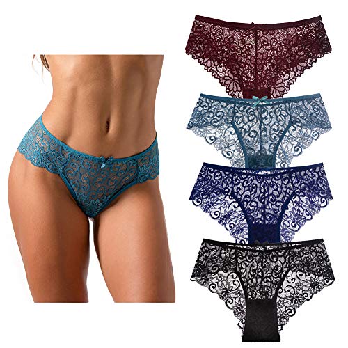 Pack Tangas Sexy para Mujer, VicSec Braguitas Eróticas G-String Encaje Semi-Transparente Misterioso Bragas Elástica Transpirable Lencería Ropa Interior