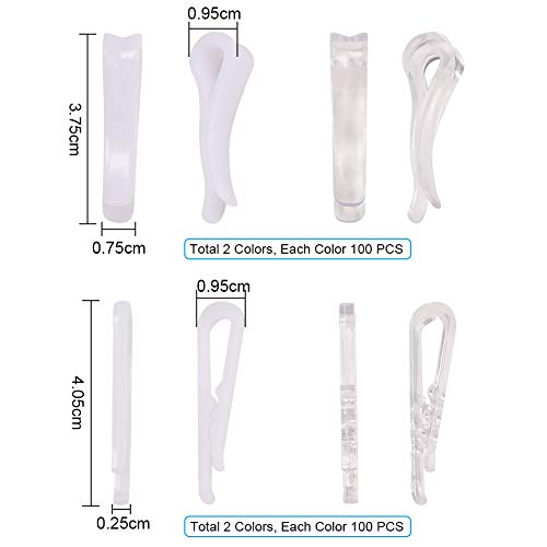 PandaHall 400 pinzas de plástico para ropa pequeñas de tela para camisa sujetador calzoncillos calcetines, blanco y transparente