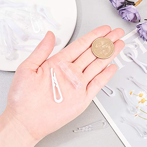 PandaHall 400 pinzas de plástico para ropa pequeñas de tela para camisa sujetador calzoncillos calcetines, blanco y transparente