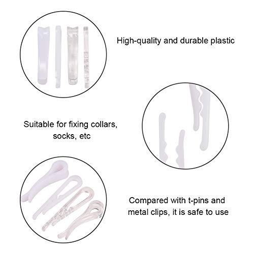 PandaHall 400 pinzas de plástico para ropa pequeñas de tela para camisa sujetador calzoncillos calcetines, blanco y transparente