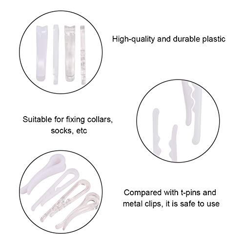 PandaHall 400 pinzas de plástico para ropa pequeñas de tela para camisa sujetador calzoncillos calcetines, blanco y transparente