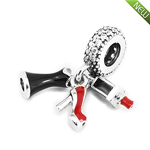 PANDOCCI 2017 Por Otoño Lápices labiales rojos y tacones altos y vestidos encantos encanto Trompeta auténtica 925 plata de ley se adapta a Pandora original Pulseras pulsera de joyería