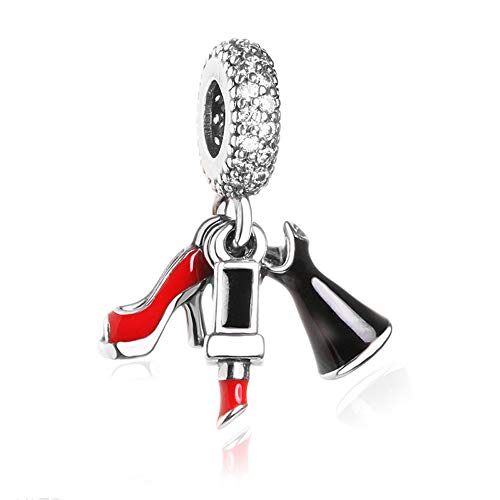 PANDOCCI 2017 Por Otoño Lápices labiales rojos y tacones altos y vestidos encantos encanto Trompeta auténtica 925 plata de ley se adapta a Pandora original Pulseras pulsera de joyería