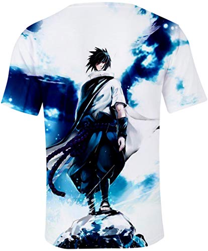 PANOZON Camisetas de Naruto Hombre T-Shirts Manga Corta 3D Anime Japónes Personajes de Sasuke Kakash (XXS, Joven 141)