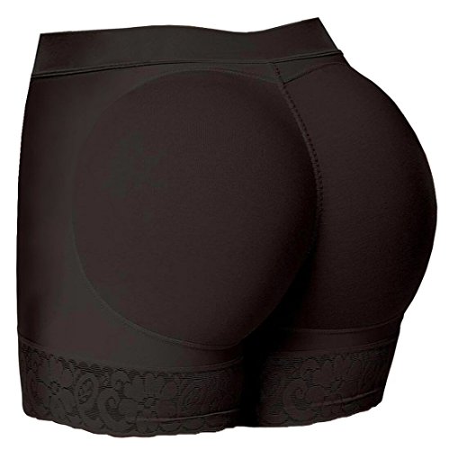 PANOZON Mujer Bragas con Relleno Braguitas de Cadera Mejorar Línea de Glúteos y Muslos (Large, Negro)