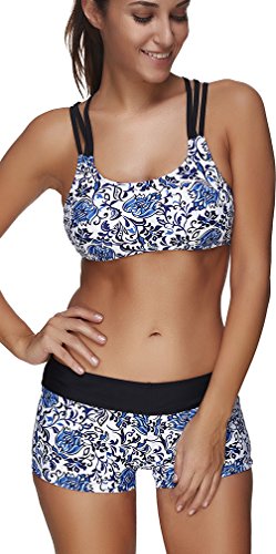 PANOZON Vestido de Traje de Baño de Dos Piezas Tankinis y Chalecos Substituibles 2 Usos para Mujer (Small, Porcelana)