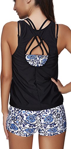 PANOZON Vestido de Traje de Baño de Dos Piezas Tankinis y Chalecos Substituibles 2 Usos para Mujer (Small, Porcelana)