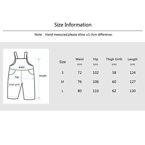 PanpanBox Mujer Petos Cargo Pantalones Casual Mono Relaxed Straigth Jumpsuit Tobillero Dama Bib Pants Primavera Verano (M, Negro)