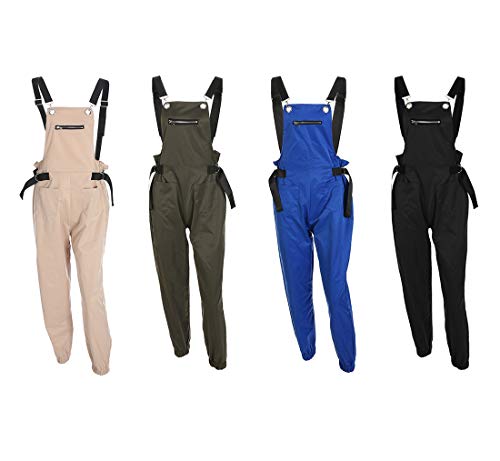 PanpanBox Mujer Petos Cargo Pantalones Casual Mono Relaxed Straigth Jumpsuit Tobillero Dama Bib Pants Primavera Verano (M, Negro)