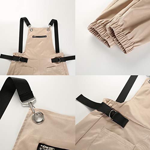 PanpanBox Mujer Petos Cargo Pantalones Casual Mono Relaxed Straigth Jumpsuit Tobillero Dama Bib Pants Primavera Verano (M, Negro)