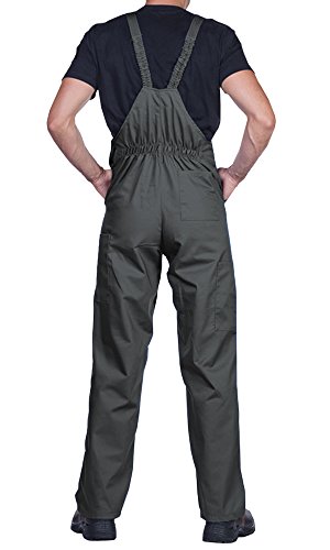Pantalones con peto de trabajo para hombre, Made in EU, Mono de trabajo, Azur, blanco, rojo, verde, negro (S, Gris)
