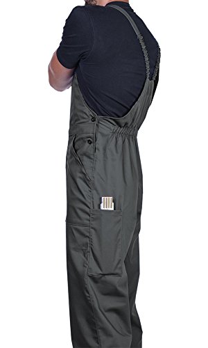 Pantalones con peto de trabajo para hombre, Made in EU, Mono de trabajo, Azur, blanco, rojo, verde, negro (S, Gris)