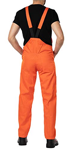 Pantalones con peto de trabajo para hombre, Made in EU, Mono de trabajo, Azur, blanco, rojo, verde, negro (S, Naranja)