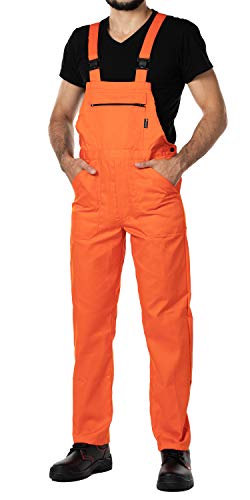 Pantalones con peto de trabajo para hombre, Made in EU, Mono de trabajo, Azur, blanco, rojo, verde, negro (S, Naranja)