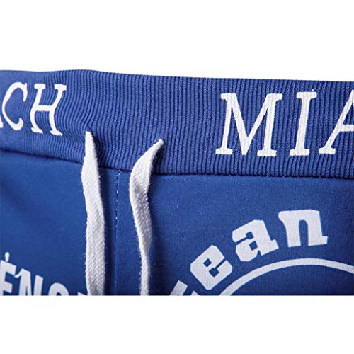 Pantalones Cortos Hombre Verano 2019 Nuevo SHOBDW Casual Impresión de Letras Pantalones Hombre Chandal Cordón Elástico Pantalones Cortos Hombre Deporte con Bolsillos Tallas Grandes(Azul,M)