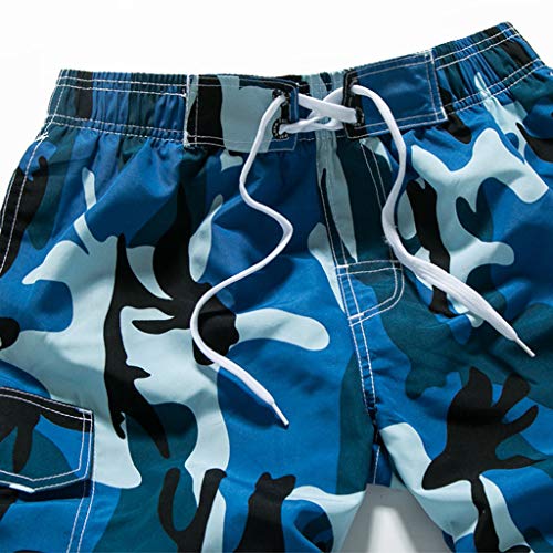 Pantalones Cortos Hombre Verano 2019 Nuevo SHOBDW Tallas Grandes Pantalones de Playa Bañador Cordón Suelto Pantalones Hombre Camuflaje Casual Pantalones Cortos Hombre Deporte(Azul,3XL)