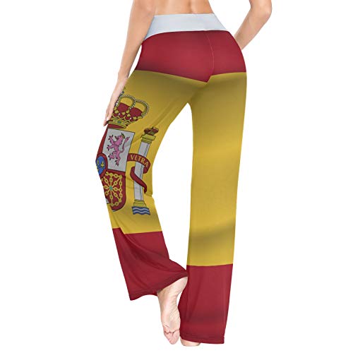 Pantalones de Pijama para Mujer con Estampado de Bandera de España, Ropa de Dormir, Pantalones de Yoga Holgados con cordón Informal Palazzo-M