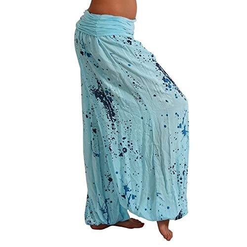 Pantalones Harem para Mujer, Pantalones con Cordones Impresos Digitalmente, Pantalones Anchos Sueltos, Pantalones Casuales De Mujer De Estilo Bohemio
