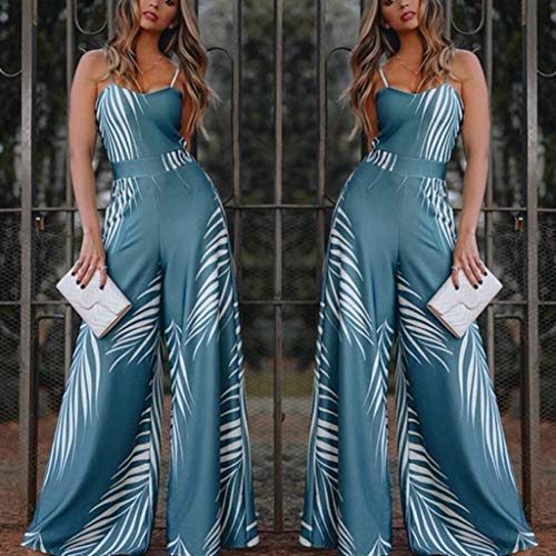 Pantalones Monos Largos de Mujer, SUNNSEAN, Verano 2019, Casual Ropa de Mujer, sin Tirantes ni Mangas, Estampado Flores, Pantalones de Vestir, Pantalones Anchos, Monos Mameluco