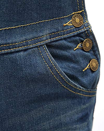 Pantalones Vaqueros Mujer Desgastados Loose Fit Mezclilla Peto Monos Casual Jumpsuit Talla Grande con Bolsillos Azul Oscuro XL