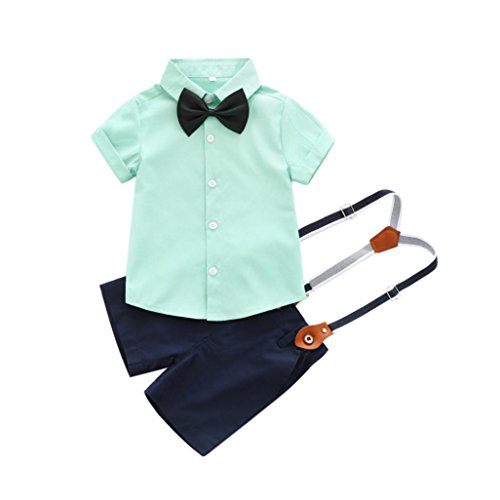 PAOLIAN Conjuntos para Bebe niños Camisas y Pichi Verano 2018 Ropa para recién Nacidos niños Boda Monos Traje Fiestas Pajarita Bautizo Bodies de 6 Meses 12 Meses 24 Meses 3 años (6M, Verde)