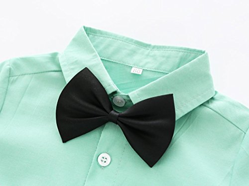 PAOLIAN Conjuntos para Bebe niños Camisas y Pichi Verano 2018 Ropa para recién Nacidos niños Boda Monos Traje Fiestas Pajarita Bautizo Bodies de 6 Meses 12 Meses 24 Meses 3 años (6M, Verde)