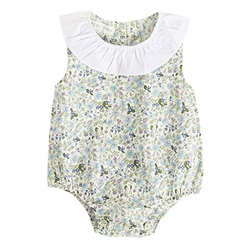 PAOLIAN Ropa para bebé niñas Monos Verano 2018 Mameluco Impresion de Floral Sin Mangas Cuello Redondo Fiestas Conjuntos para recién Nacidos bebés niñas de 6 Meses - 3 años (6M, Verde)