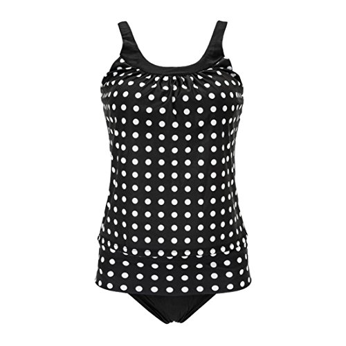 PAOLIAN Trajes de baño de Dos Piezas Bikini Sexy Mujer Verano 2018 Ropa de Playa Bañador Impreso Punto Tankinis Push up Camisolas y Pareos Shorts señora Swimsuit Talla Grande (3XL, Negro)